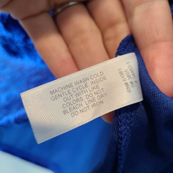 Vtg Y2K Babydoll Velvet Cami Lace Trim Fairy Tank Top Jewel Blue Size 1X Holiday - Picture 6 of 7